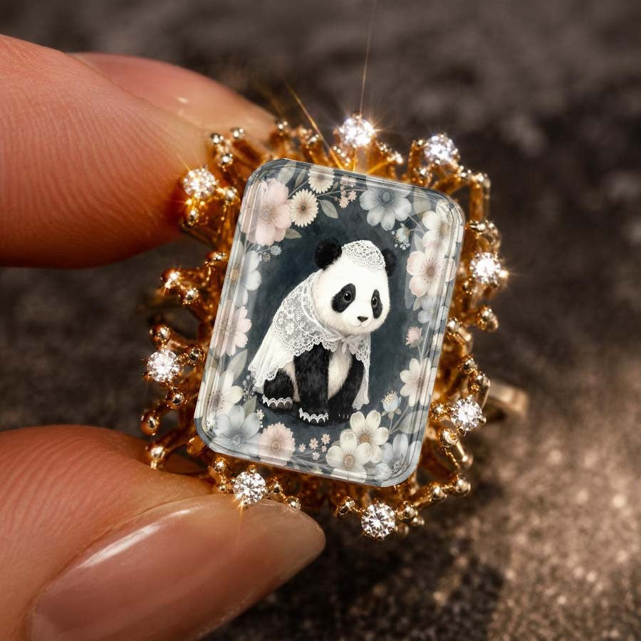 Panda Lace Square Ring