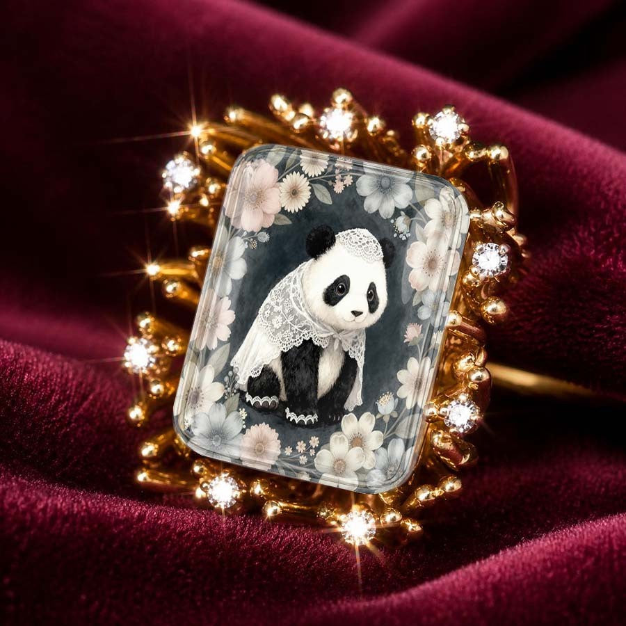 Panda Lace Square Ring