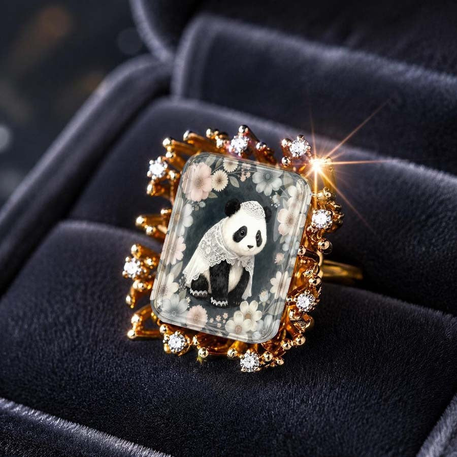 Panda Lace Square Ring