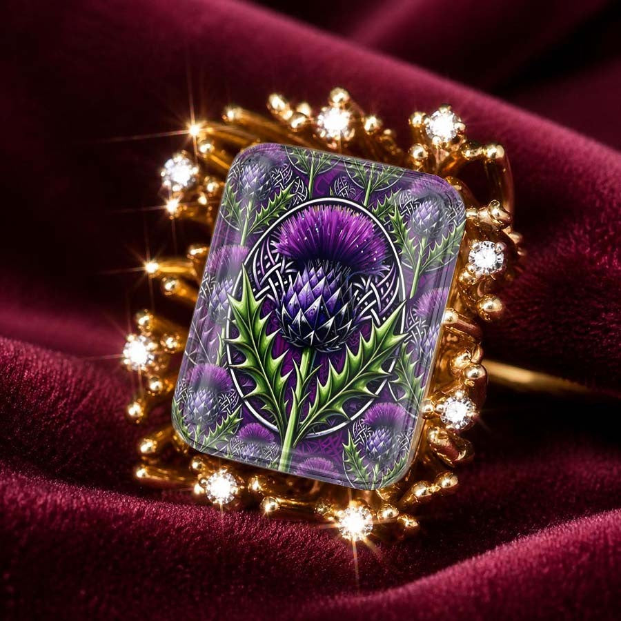 Purple Thistle Square Ring