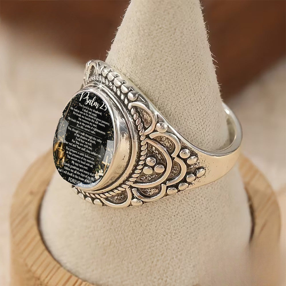 Psalm 23 Scripture Oval Ring