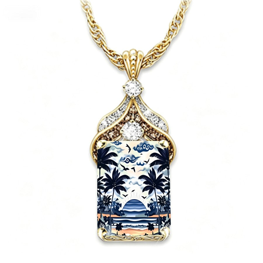 Tropical Palm Tree Pendant Necklace