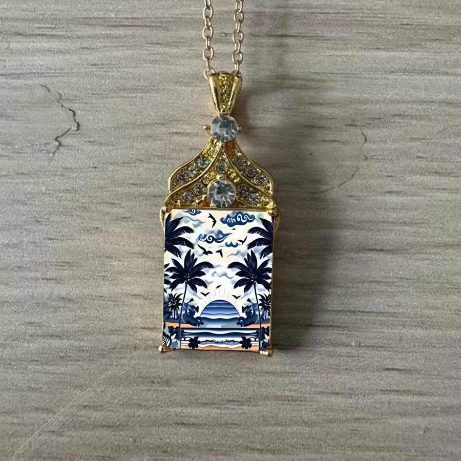 Tropical Palm Tree Pendant Necklace
