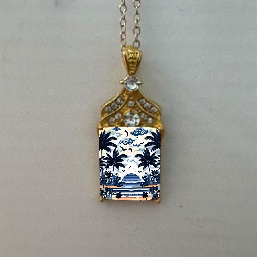 Tropical Palm Tree Pendant Necklace