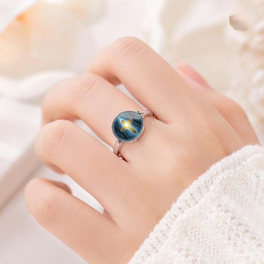 Forest Cross Dome Ring