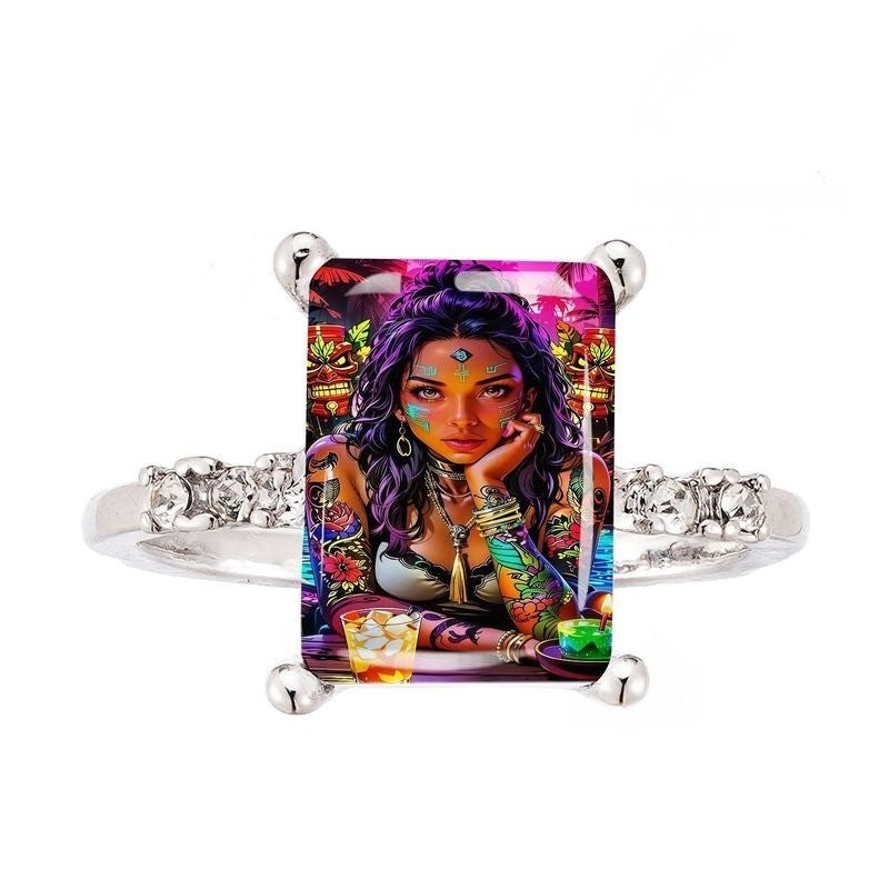 Colorful Art Glass Ring
