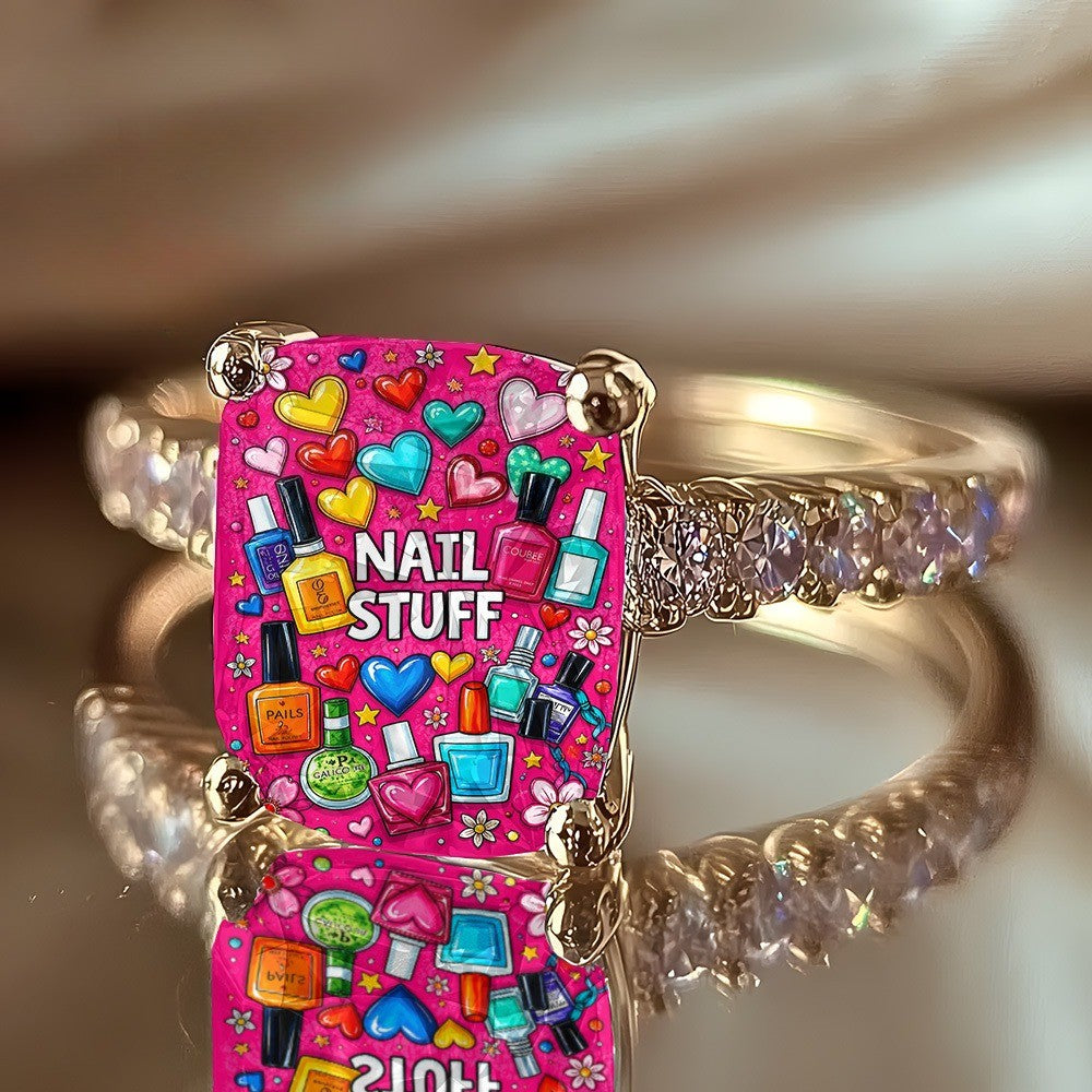 Colorful Nail Polish Square Ring