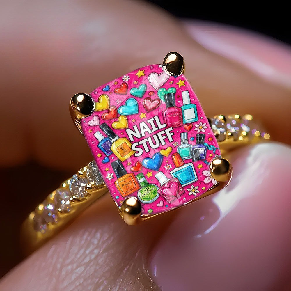 Colorful Nail Polish Square Ring