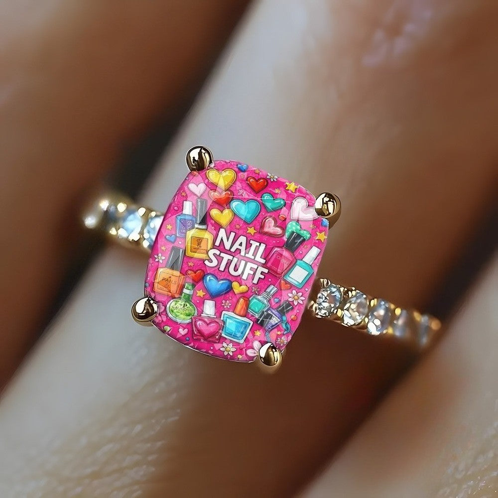 Colorful Nail Polish Square Ring