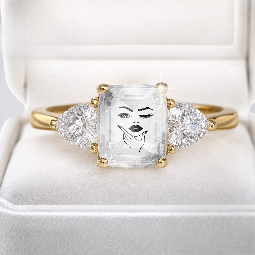 Face Art Rectangular Stone Ring
