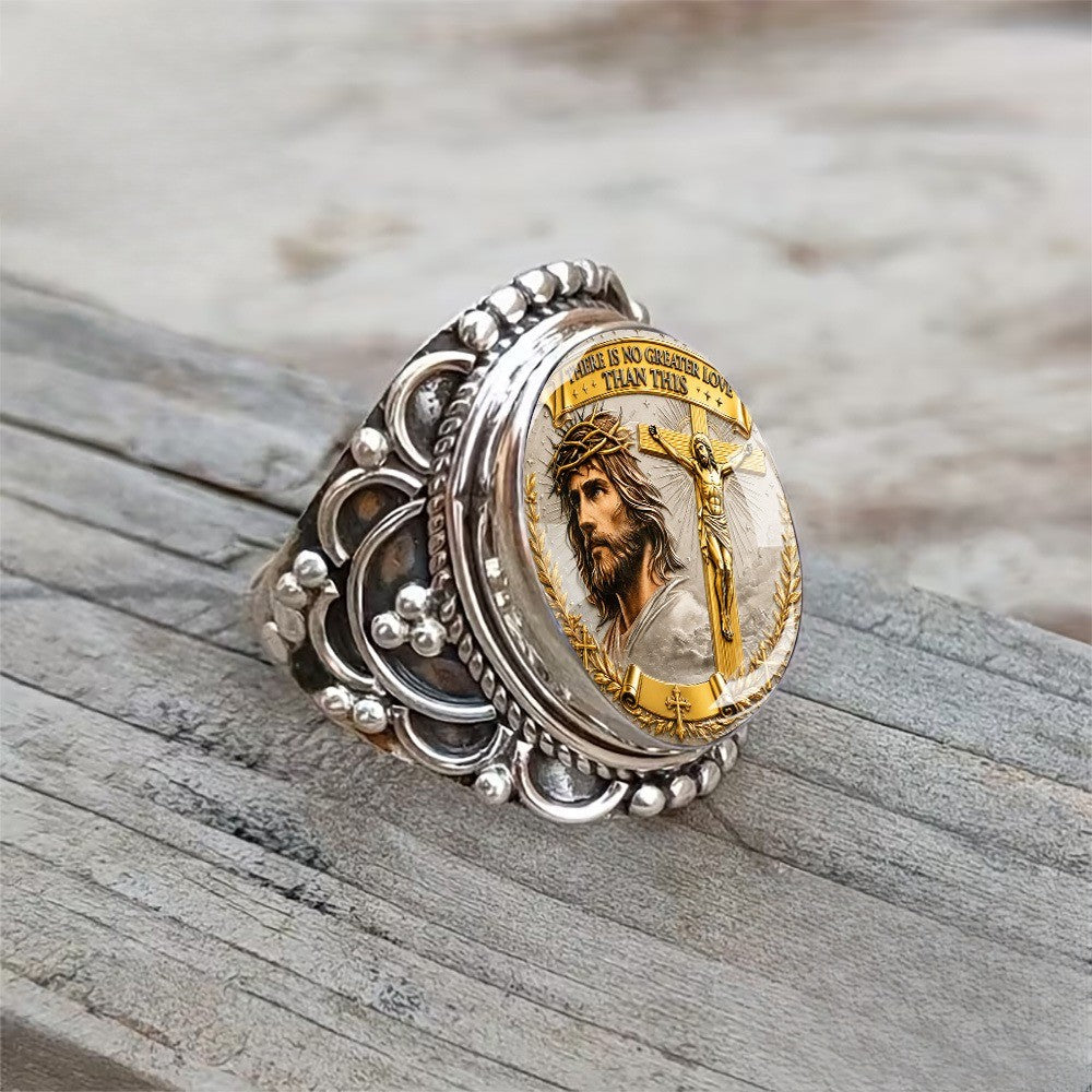 Jesus Portrait Oval Statement Ring