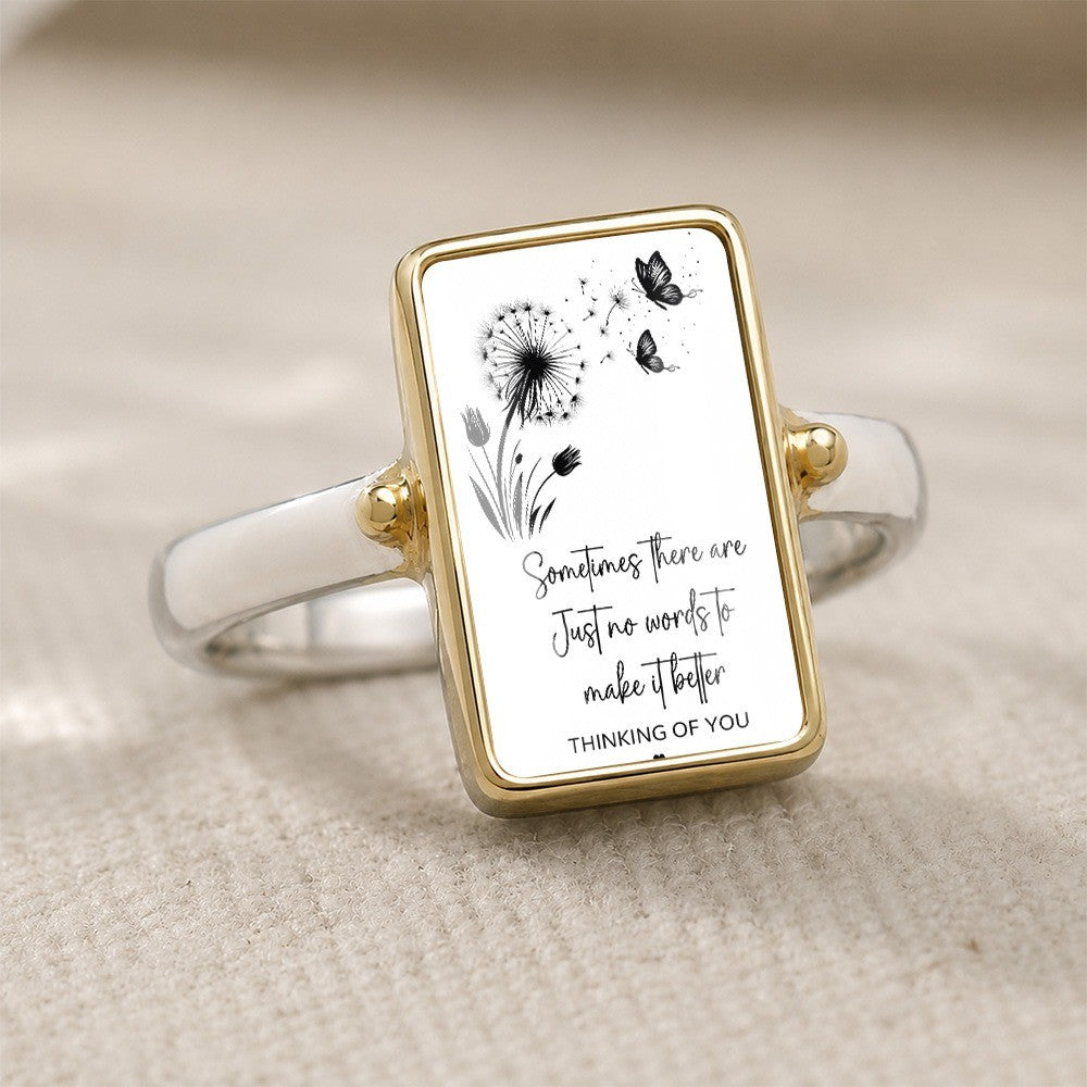 Dandelion & Butterfly Rectangle Ring