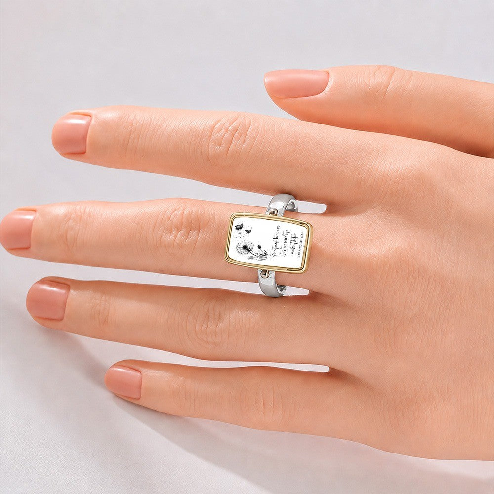 Dandelion & Butterfly Rectangle Ring