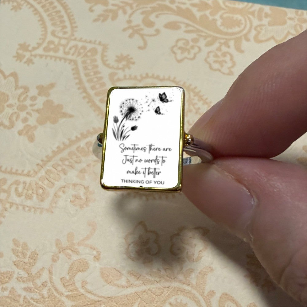 Dandelion & Butterfly Rectangle Ring