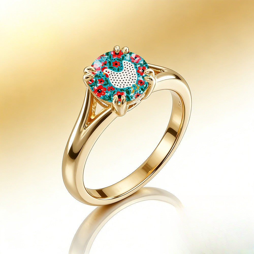 Polka Dot Hen Floral Ring