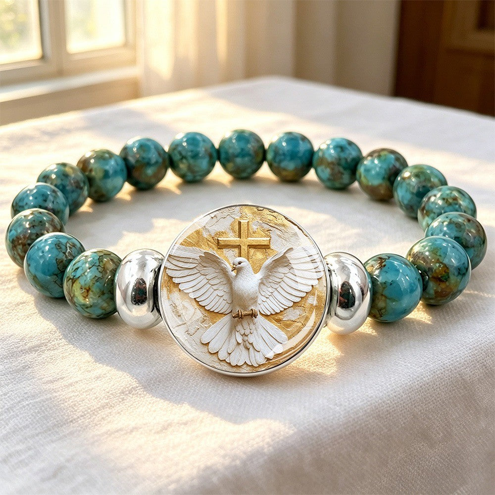 Turquoise Dove Cross Bracelet