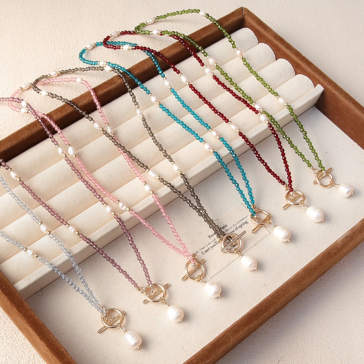 Glass Bead Pearl Drop Necklace