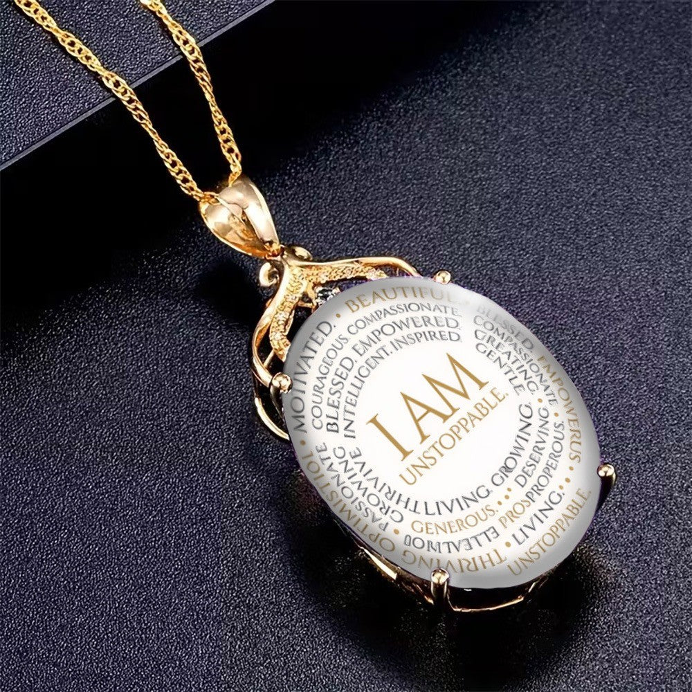 I Am Unstoppable Oval Necklace