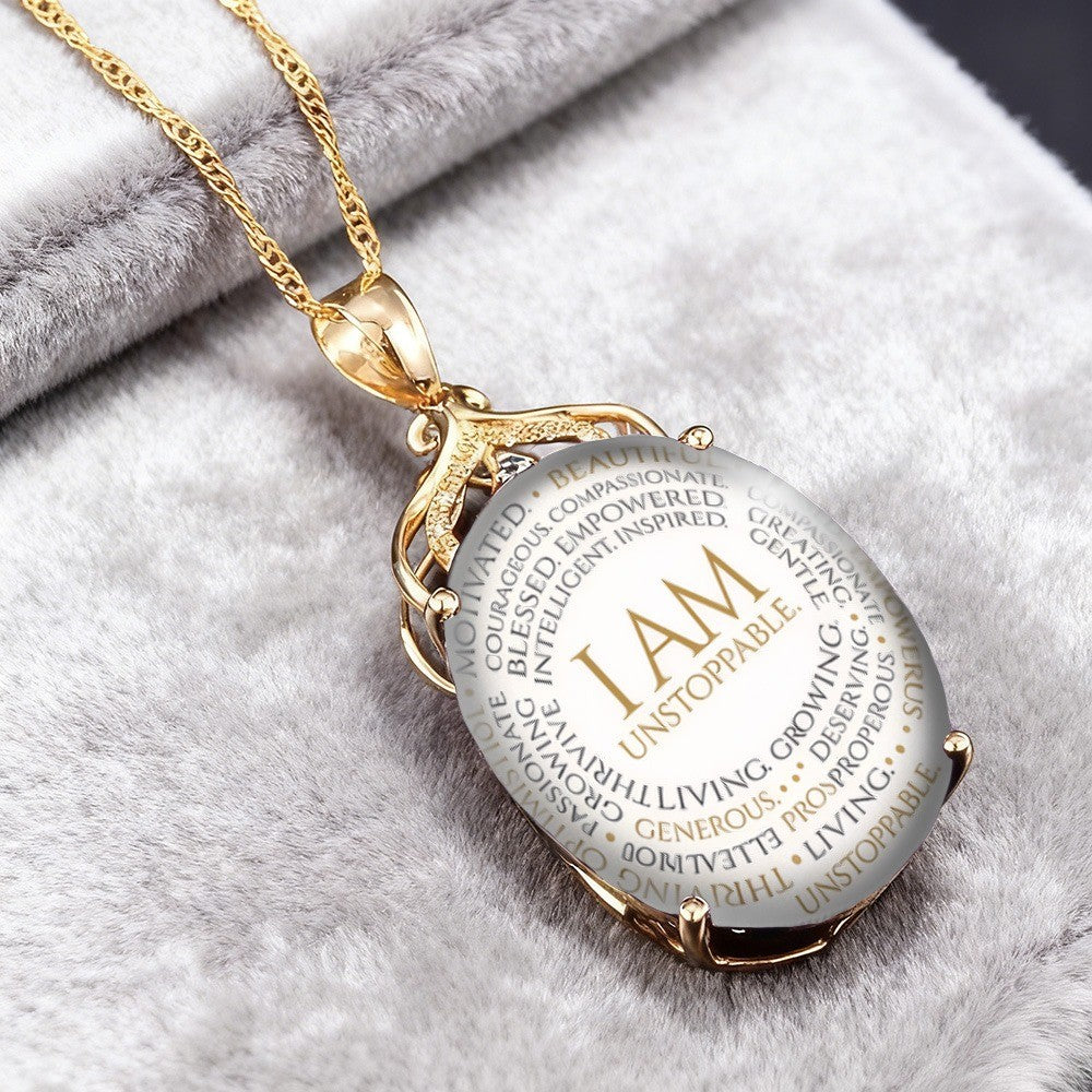 I Am Unstoppable Oval Necklace