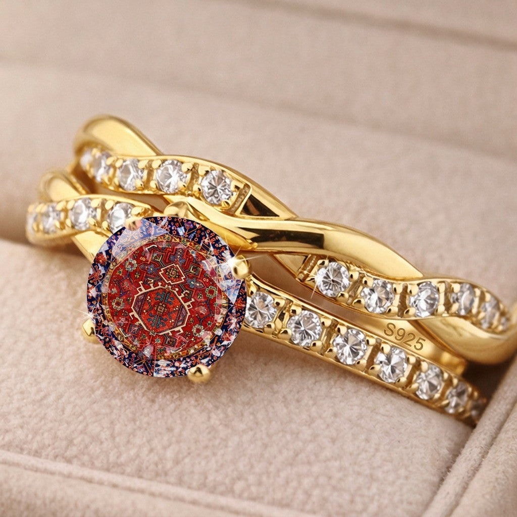 Red Mosaic Twist Ring