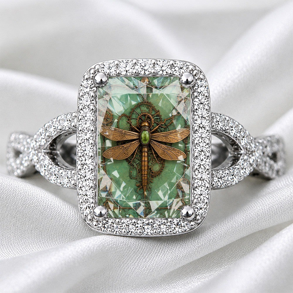 Green Dragonfly Square Ring