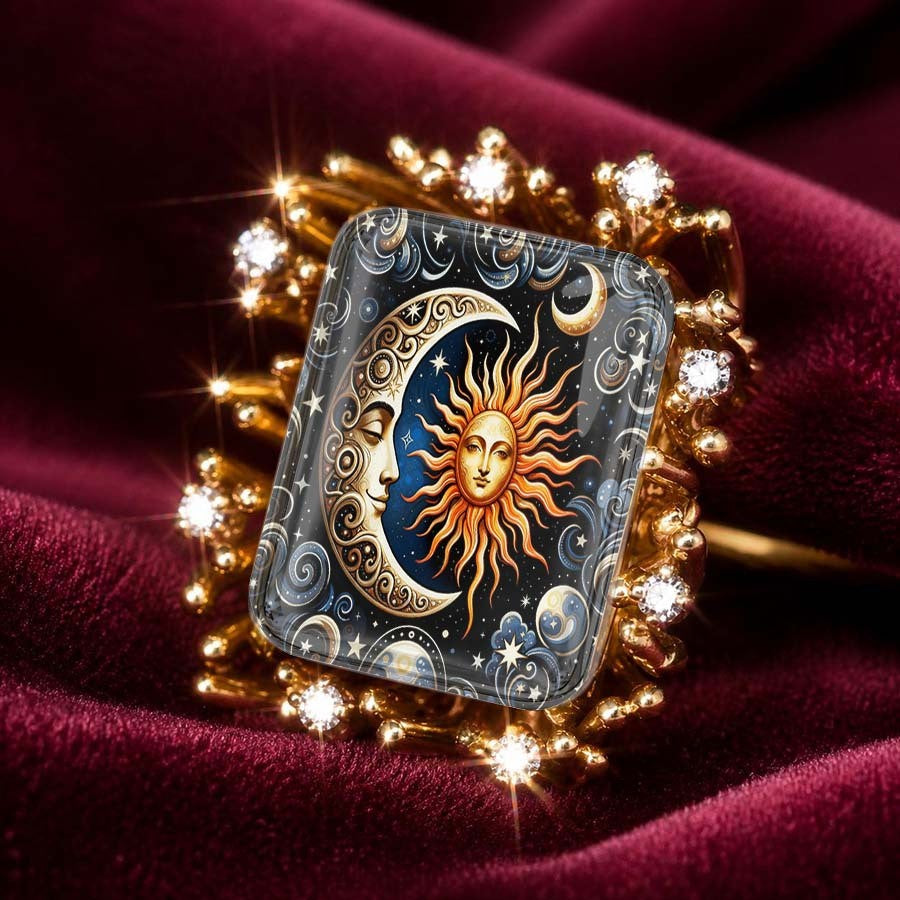 Sun & Moon Crystal Square Ring
