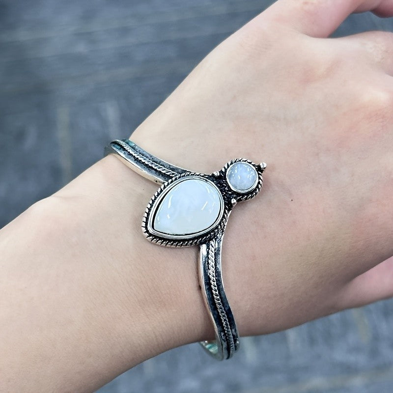 Iridescent Teardrop Split Cuff Bracelet
