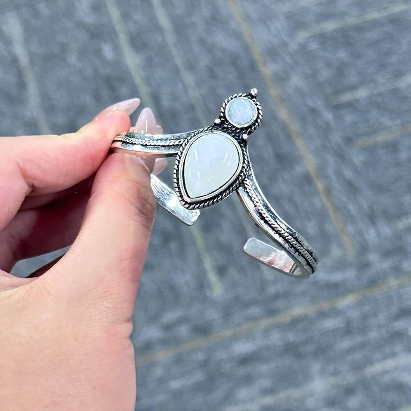 Iridescent Teardrop Split Cuff Bracelet