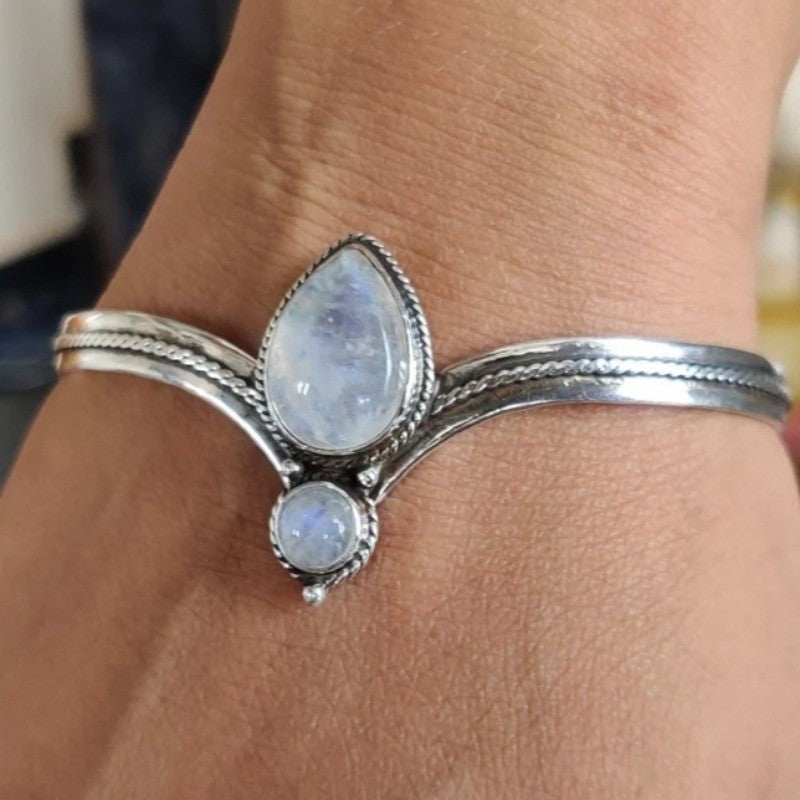 Iridescent Teardrop Split Cuff Bracelet
