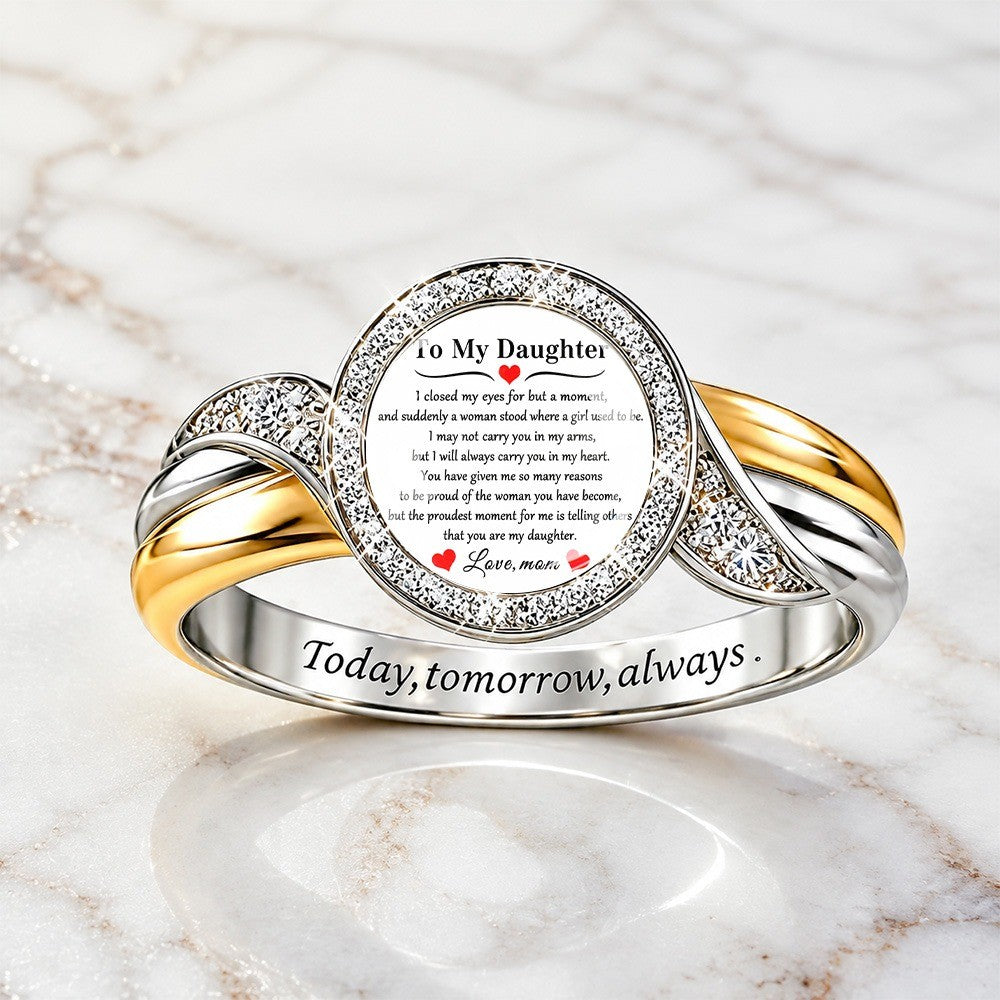 To My Daughter Intertwined Message Ring