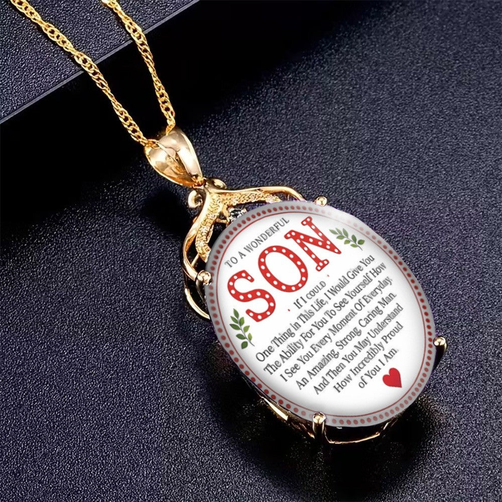 Son Message Oval Necklace