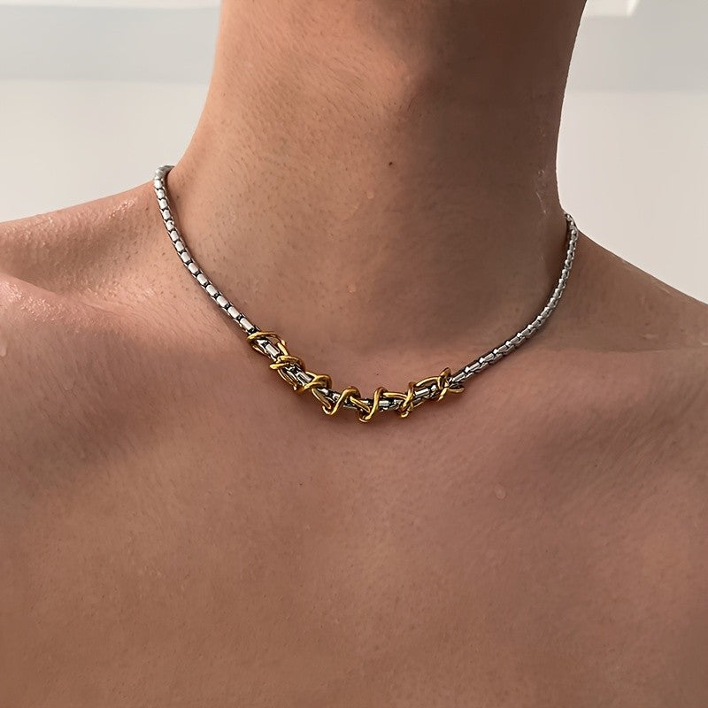 Two-Tone Woven Link Necklace