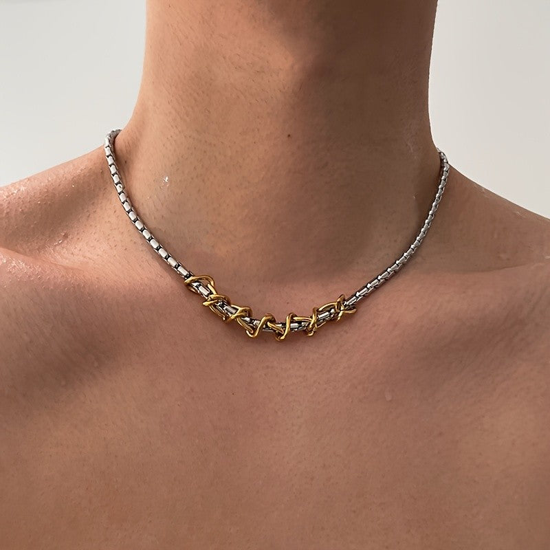 Two-Tone Woven Link Necklace