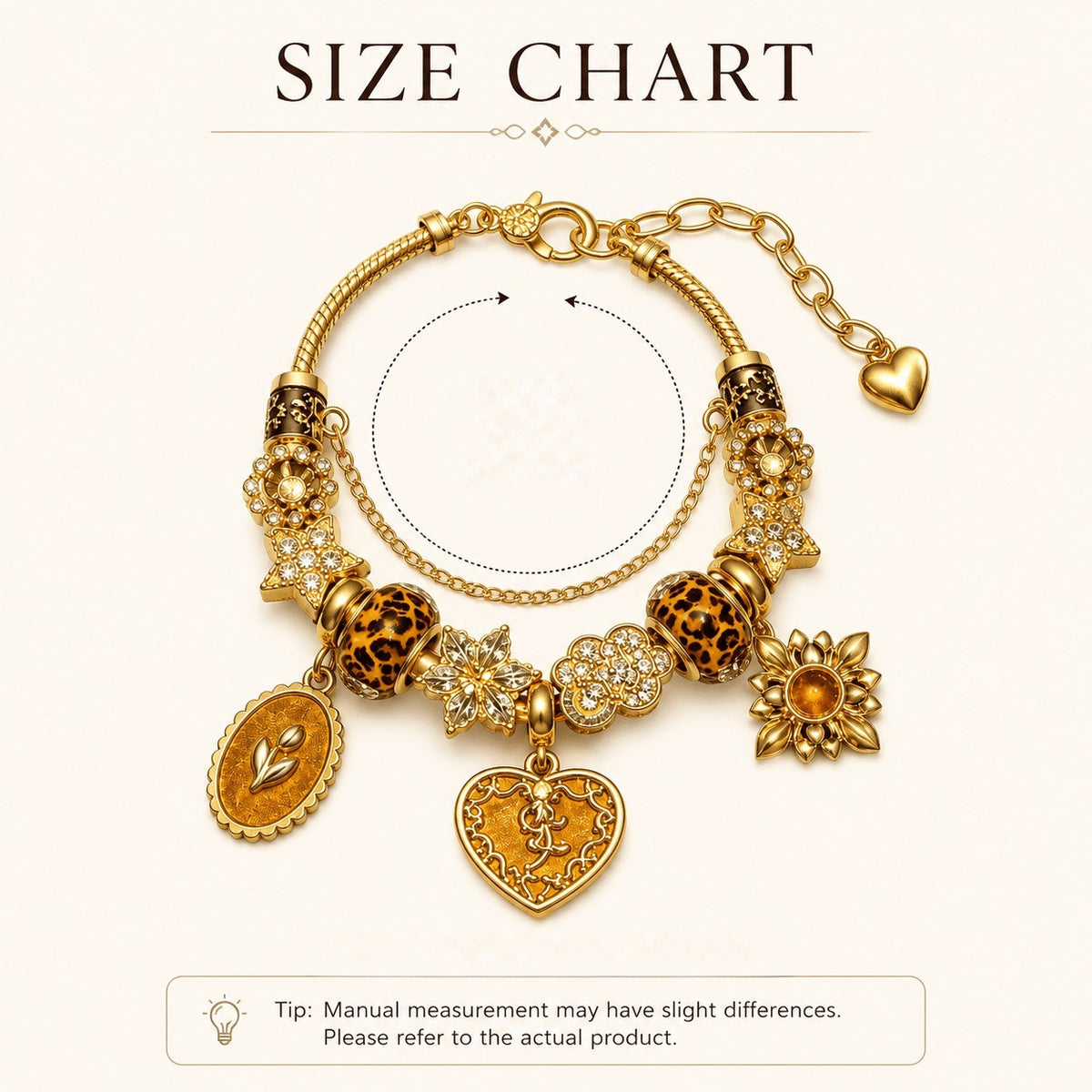 Leopard & Heart Charm Bracelet