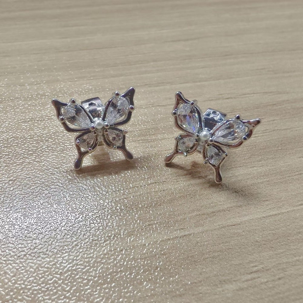 Crystal Butterfly Clip Earrings