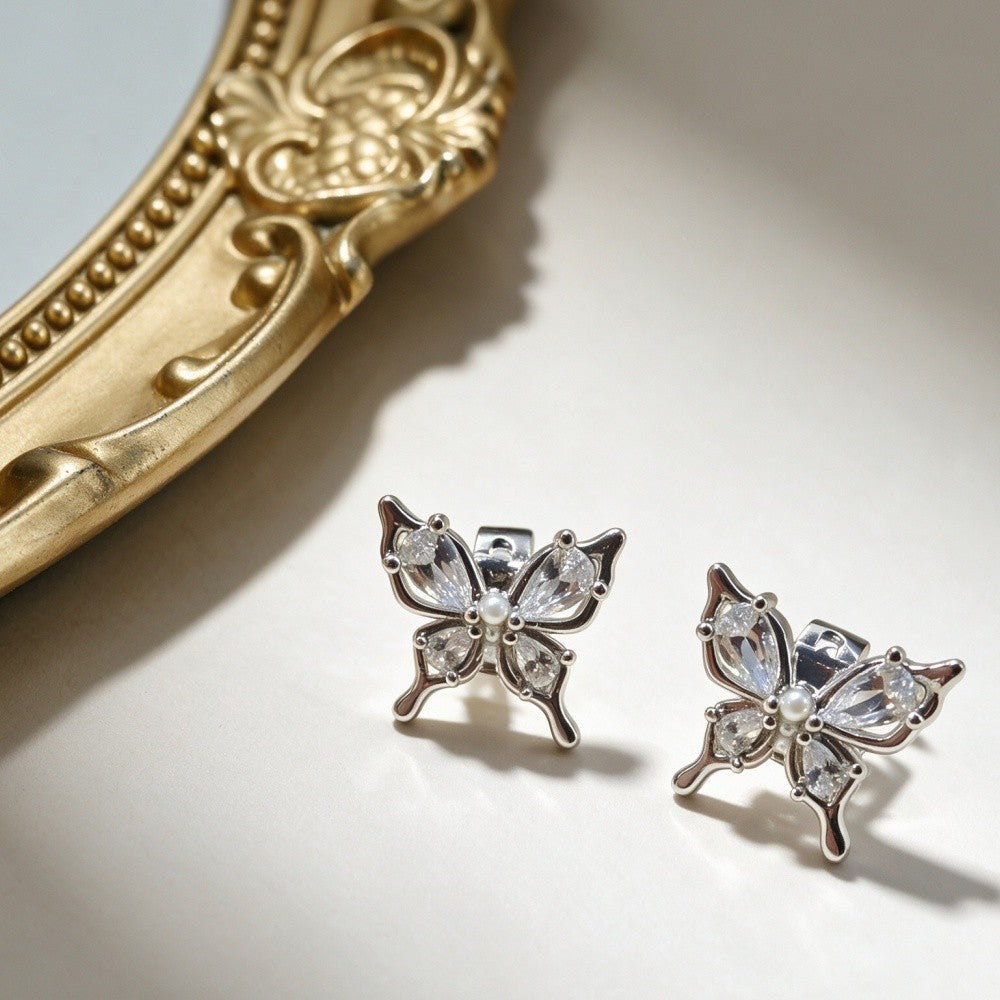 Crystal Butterfly Clip Earrings