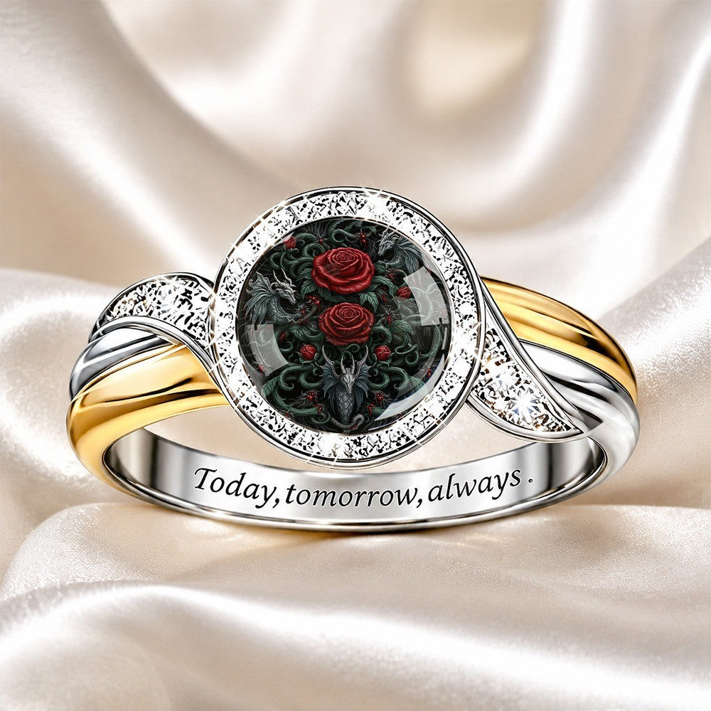 Rose & Dragon Dome Ring