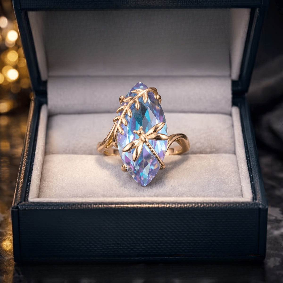 Dragonfly Crystal Marquise Ring