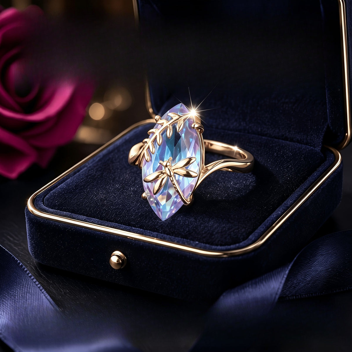 Dragonfly Crystal Marquise Ring