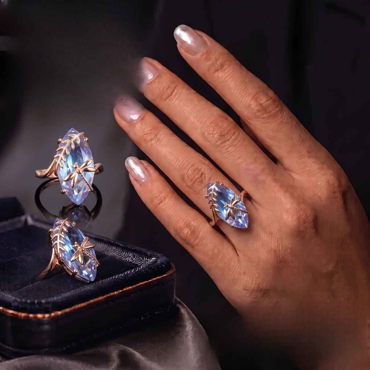 Dragonfly Crystal Marquise Ring
