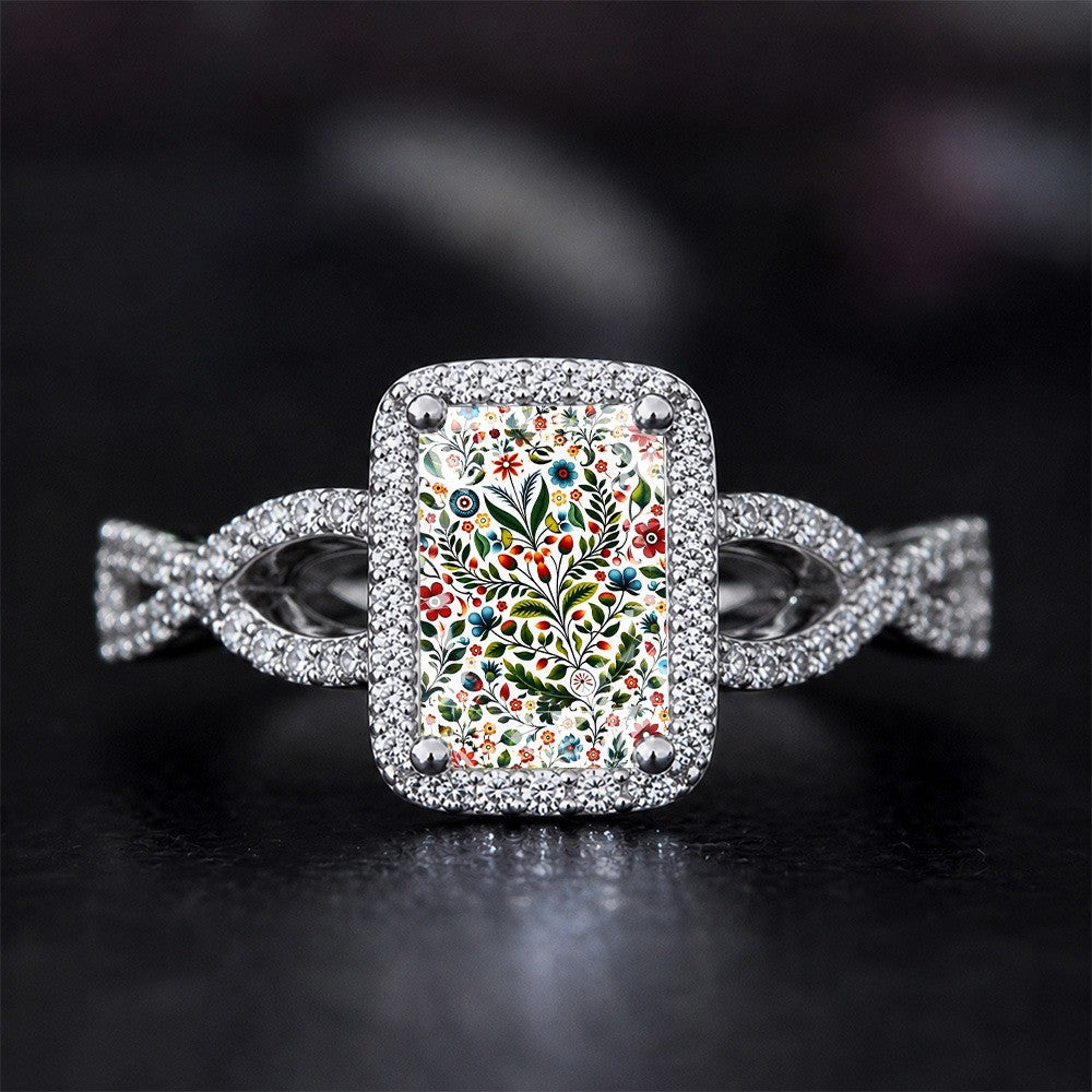 Square Floral Botanical Ring