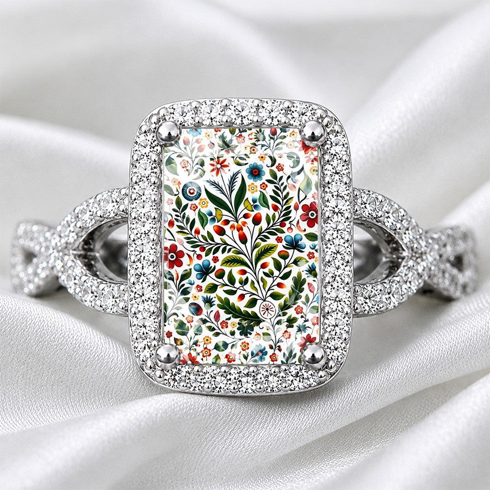 Square Floral Botanical Ring