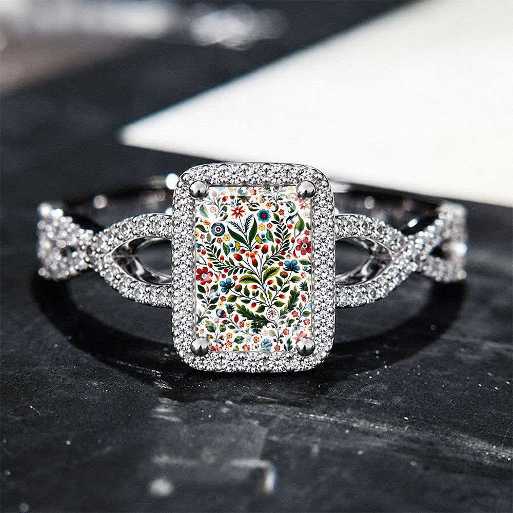 Square Floral Botanical Ring