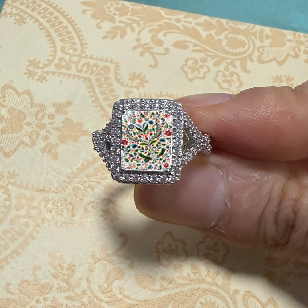 Square Floral Botanical Ring