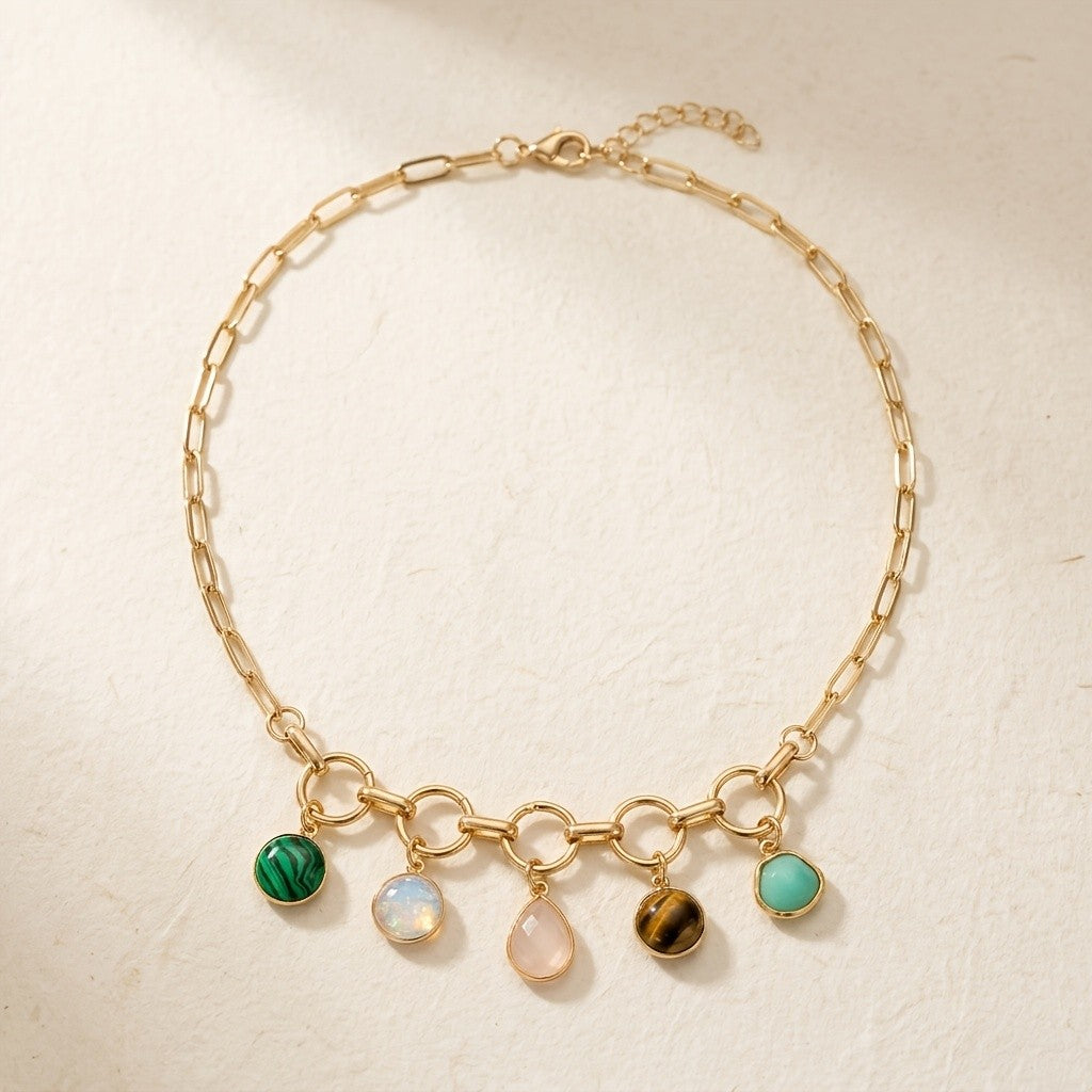 Multi-Stone Link Pendant Necklace