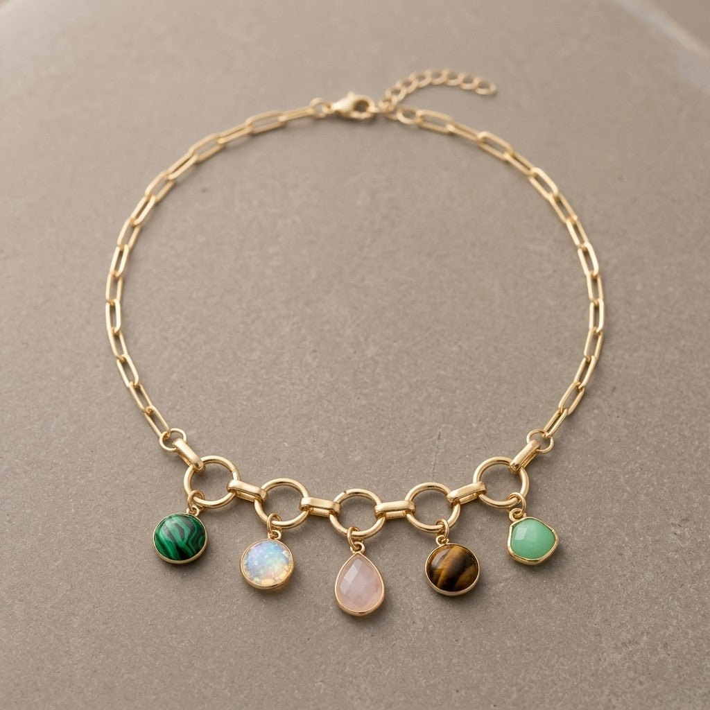 Multi-Stone Link Pendant Necklace