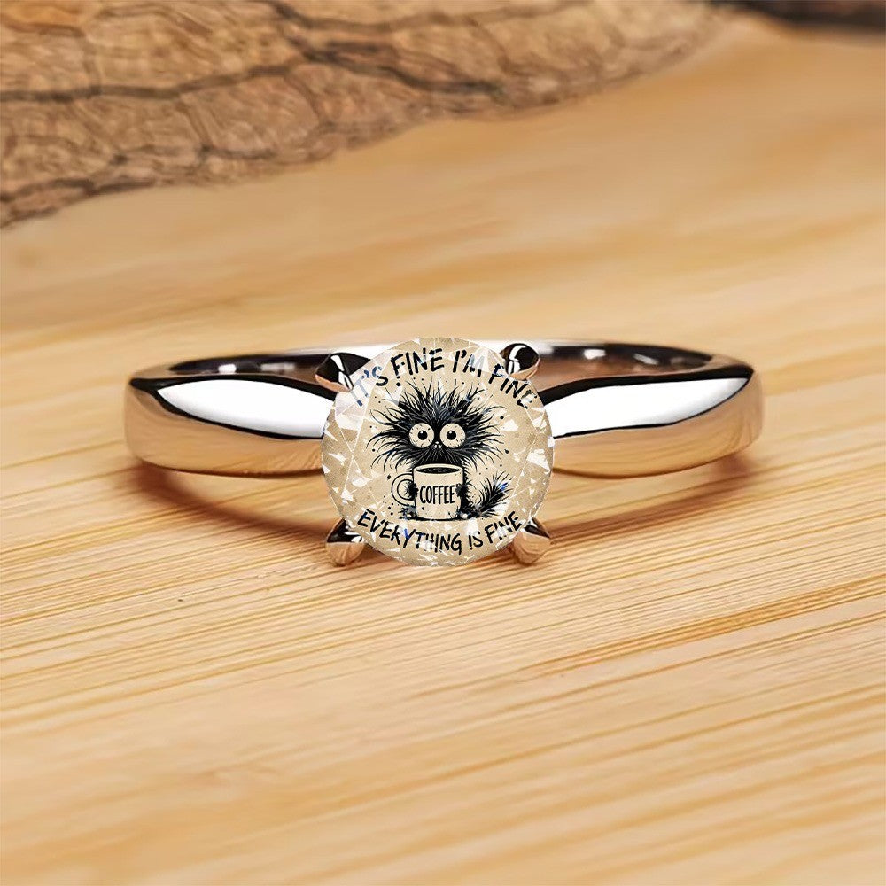 Fluffy Creature Glass Ring