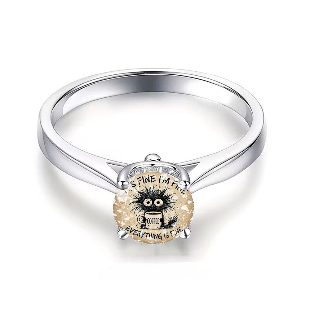 Fluffy Creature Glass Ring