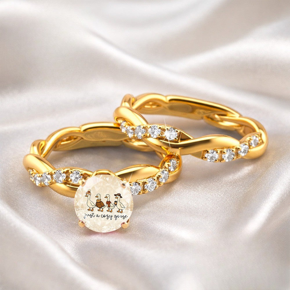 Twisted Crystal Goose Ring