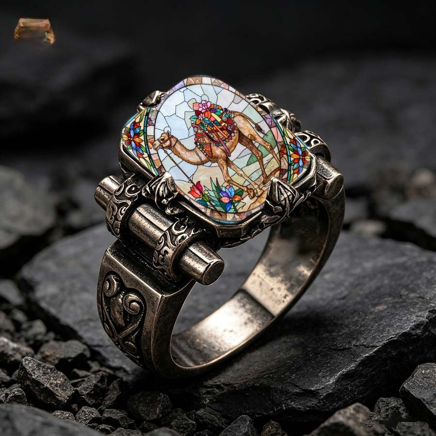 Colorful Camel Mosaic Ring